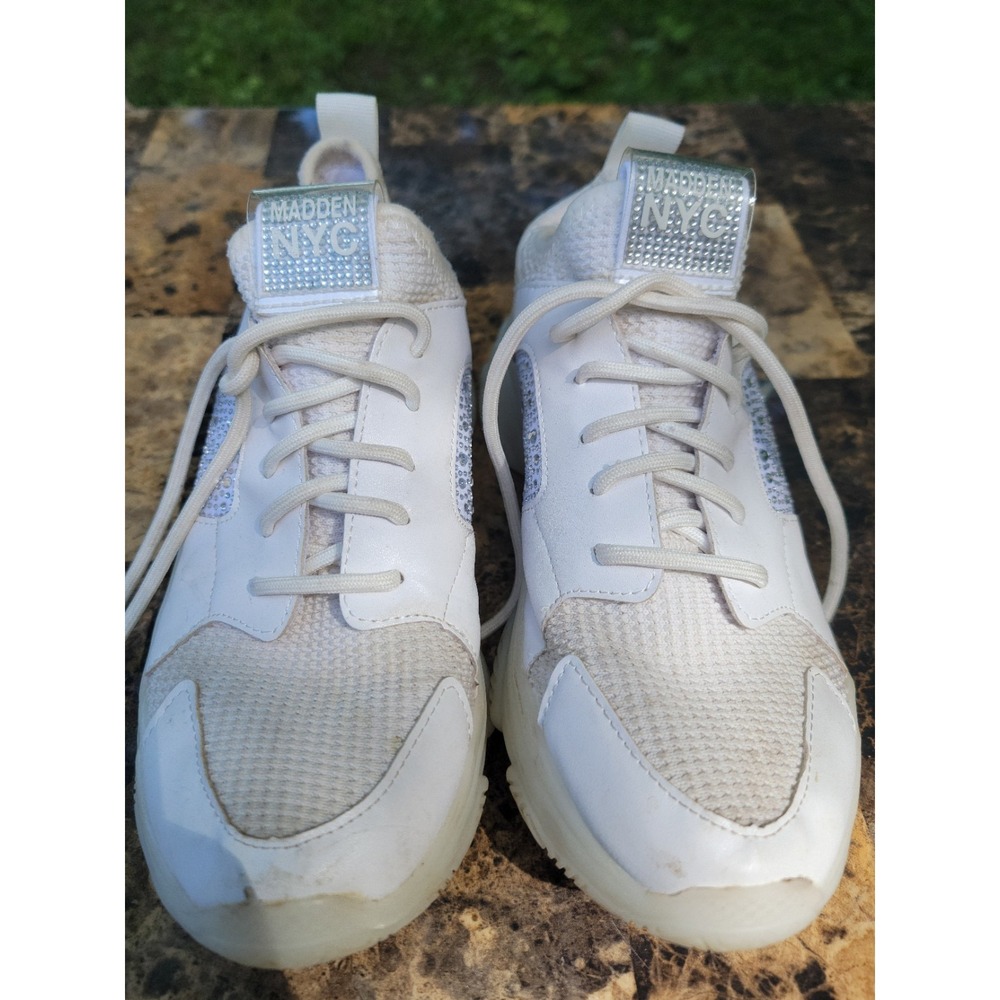 Madden NYC Womens 8.5 White‎ Rhinestone Chunky Sneakers WMMYN24M607